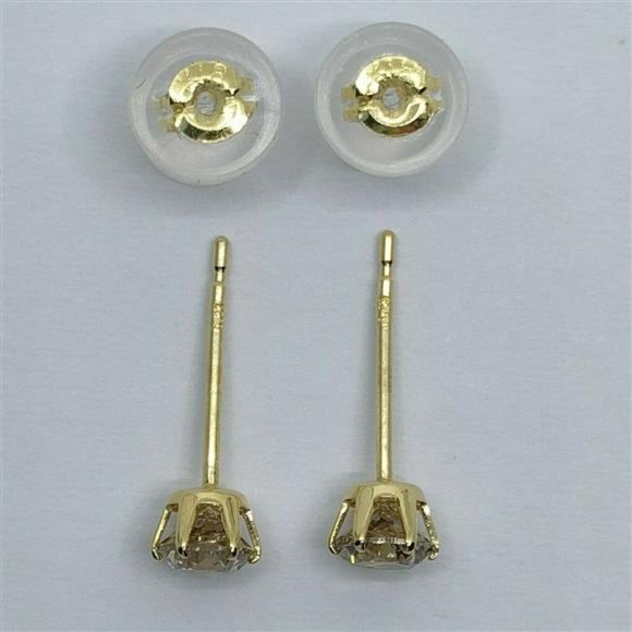 18k yellow gold earrings 750 diamond .46ct studs yellow theopaloutlet video - Picture 4 of 9